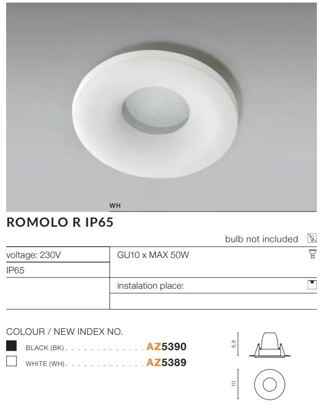 Spot incastrabil cu protectie IP65 ROMOLO R alb