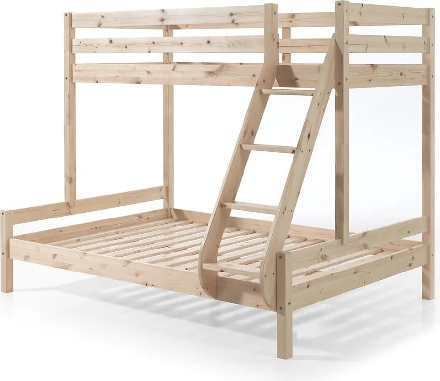 Pat supraetajat din lemn de pin 140x200/90x200 cm Pino - Vipack