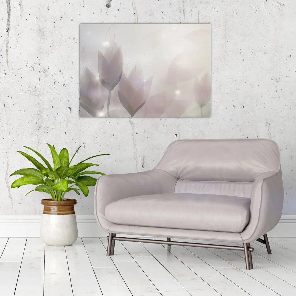 Tablou pe sticlă - Flori de crocus (70x50 cm)