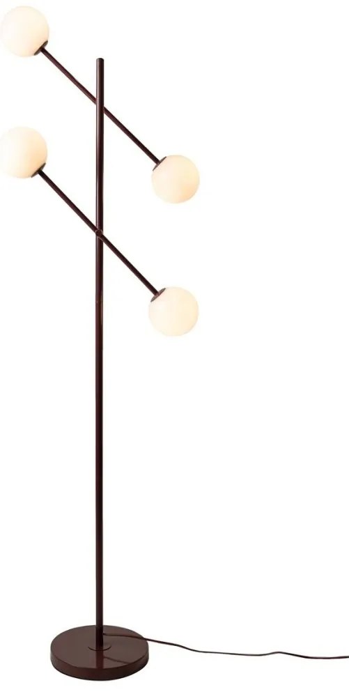 Lampadar cu 4 globuri sticla si metal visiniu Copenhagen