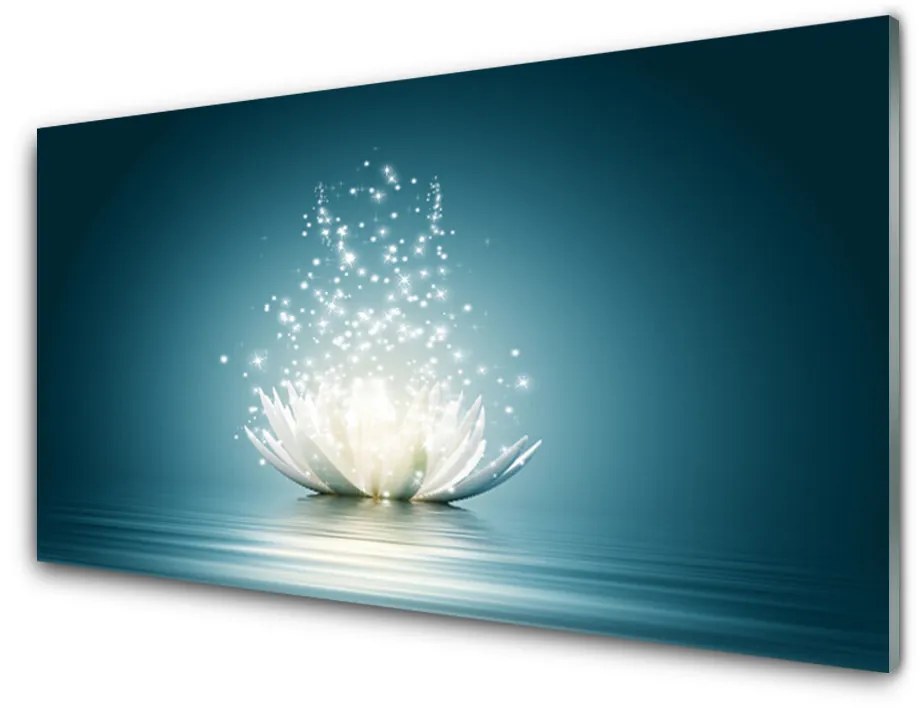Tablouri acrilice Lotus floare Floral Albastru Alb