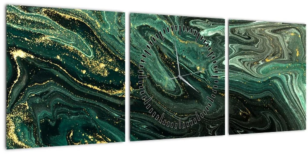 Tablou - Marmură verde (cu ceas) (90x30 cm)