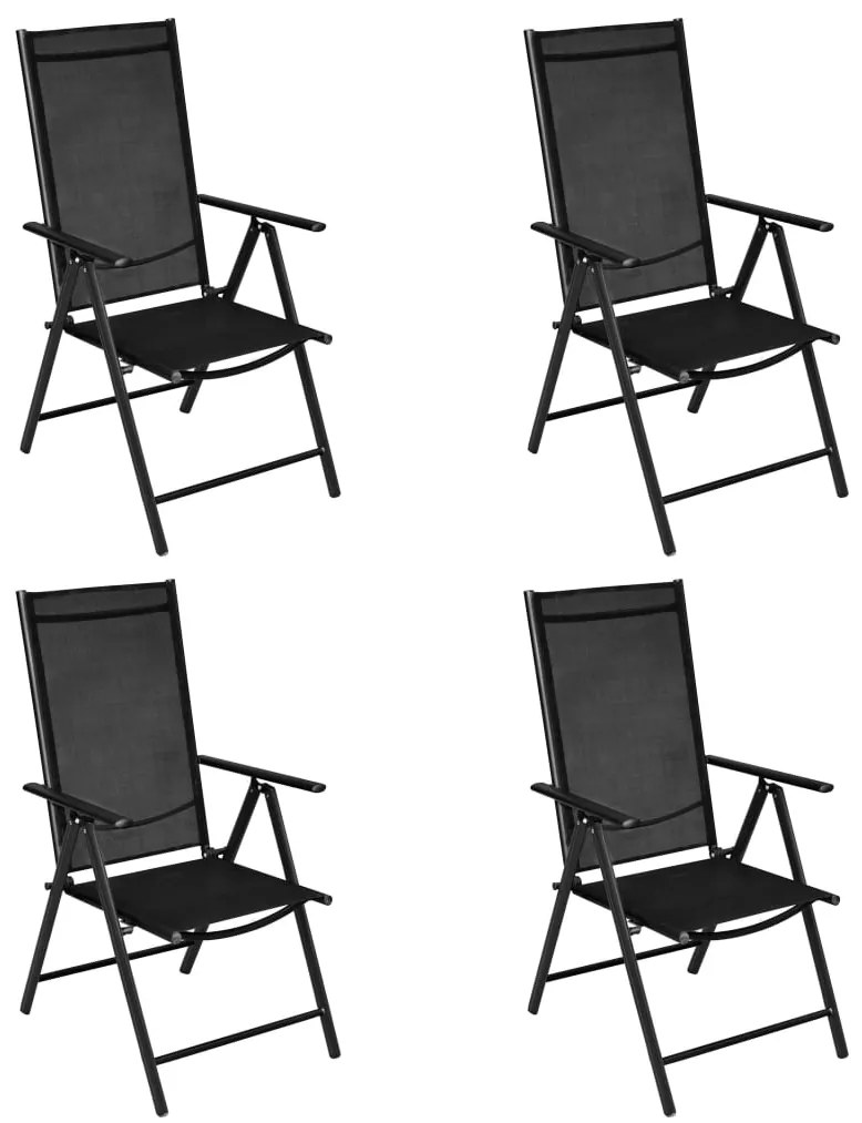 3070656 vidaXL Set mobilier de exterior, 5 piese, negru, aluminiu și textilenă
