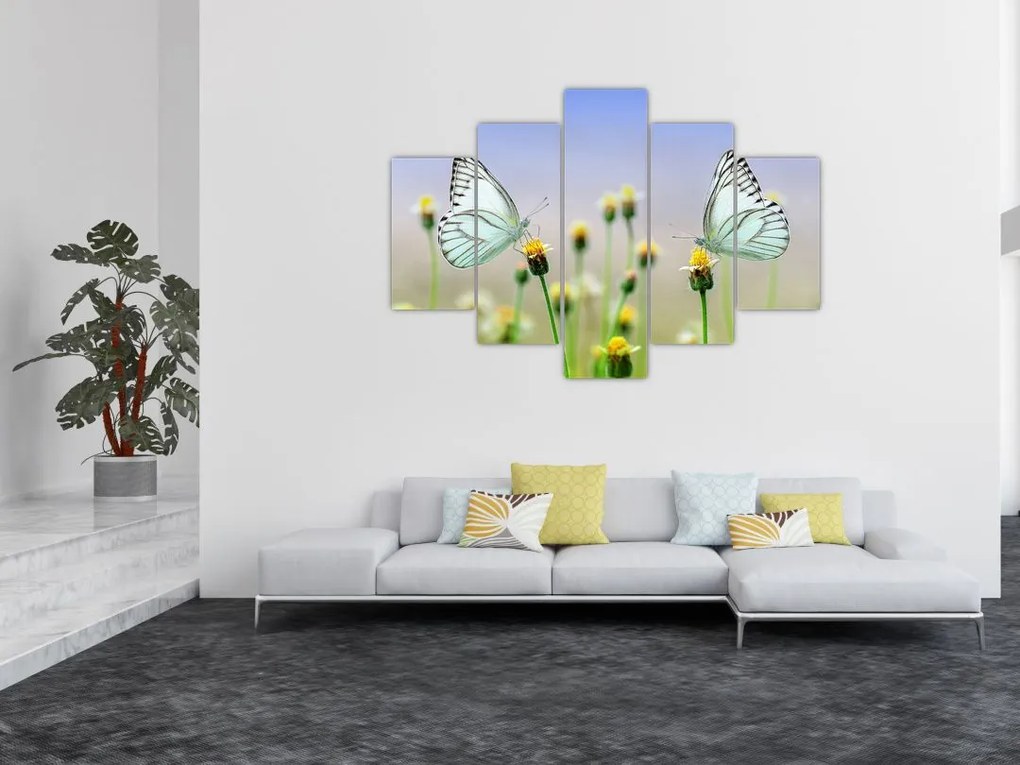 Tablou cu fluture pe floare (150x105 cm)