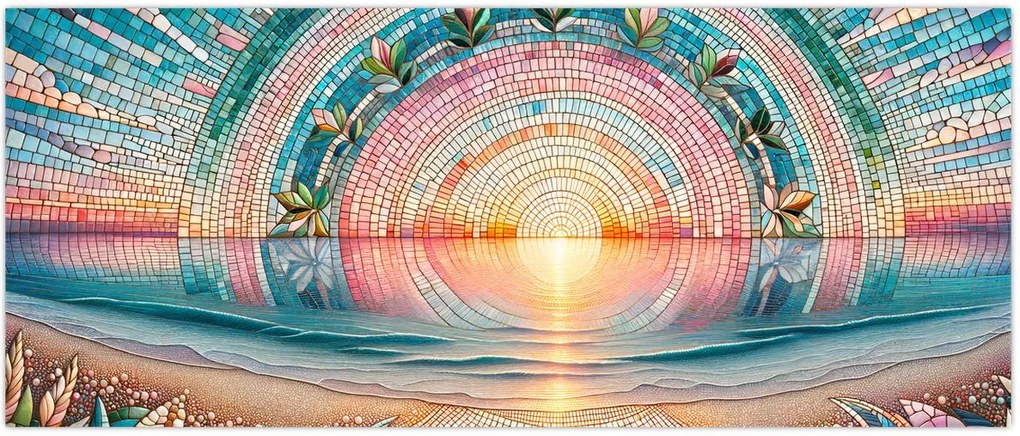 Tablou – Mozaic al soarelui la apus (120x50 cm)