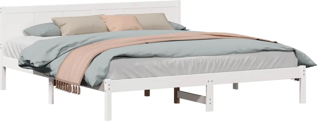 vidaXL Cadru de pat Alb 180 x 200 cm Lemn masiv de pin