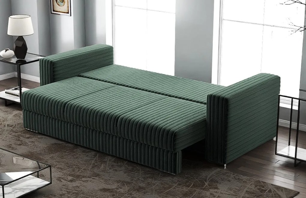 Canapea extensibilă dumonde cu ladă de depozitare si sezut confortabil din spuma high-density, Gloria Ambience Verde 240x100 cm