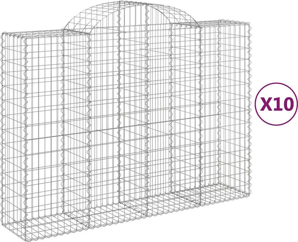 vidaXL Coșuri gabion arcuite 10 buc, 200x50x140/160cm, fier galvanizat