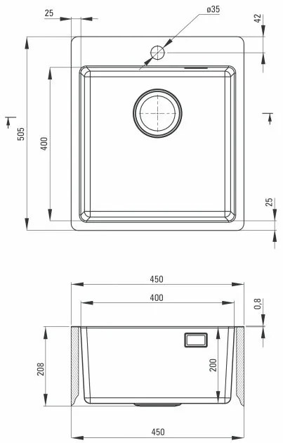 Chiuveta Deante Olfato inox satinat 45x51 cm