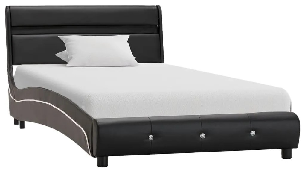 280332 vidaXL Cadru de pat cu LED, negru, 90 x 200 cm, piele artificială