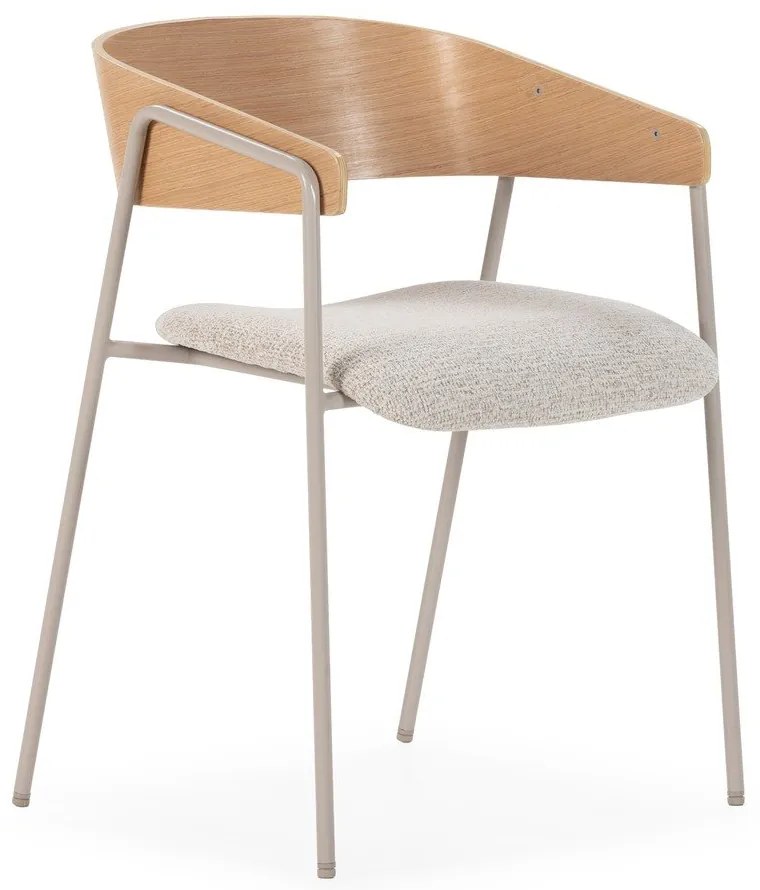 Set de scaune de sufragerie gri deschis/în culoare naturală cu cotiere 2 buc. tapițat Cora – MOME