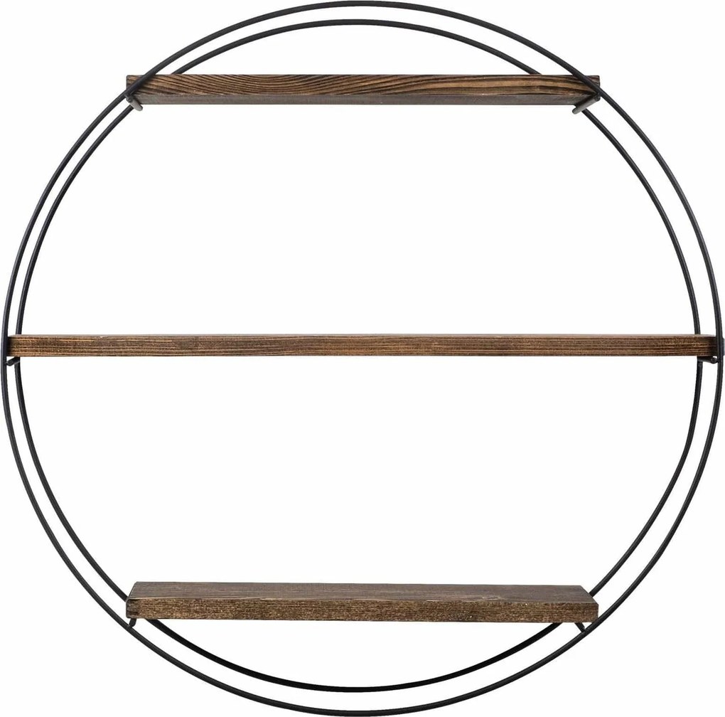 Raft TULIPA, nuc/negru, lemn/metal, 60x15x60 cm