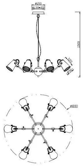Lustră pe cablu EDWARD 6xE14/40W/230V Trio