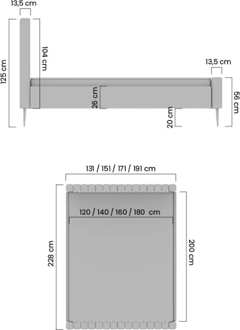 Pat matrimonial Nicole 160x200 cu picioare aurii - catifea bej Velluto 2