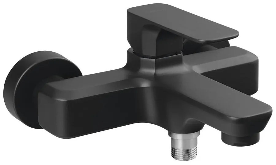 Baterie negru-mat pentru cadă cu montare pe perete (2 ieșiri) Spy – Sapho