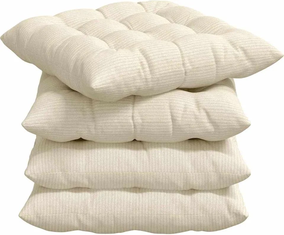vidaXL Perne de Șezut 4 pcs Crem 40 x 40 x 6 cm Țesătură din corduroy