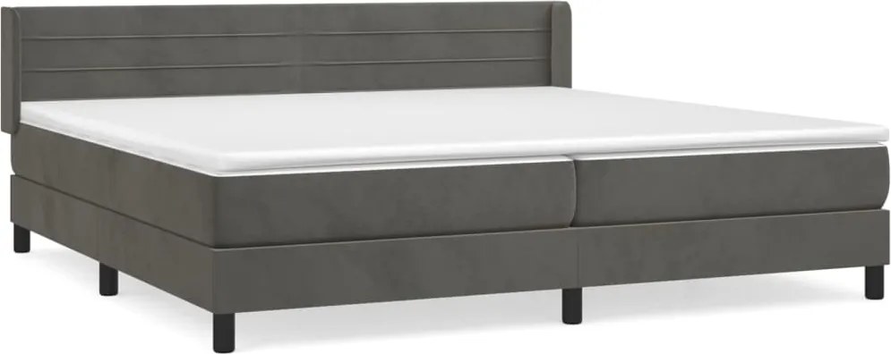 vidaXL Pat box spring cu saltea, gri închis, 200x200 cm, catifea