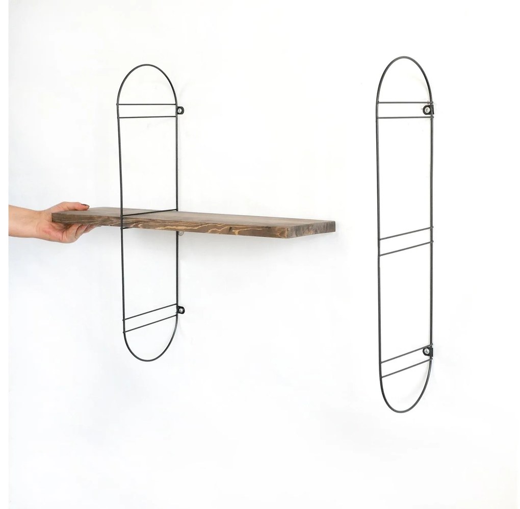 Raft decorativ de perete Duvelo 4 (Nuc + negru) . Promo -6%. 1093668