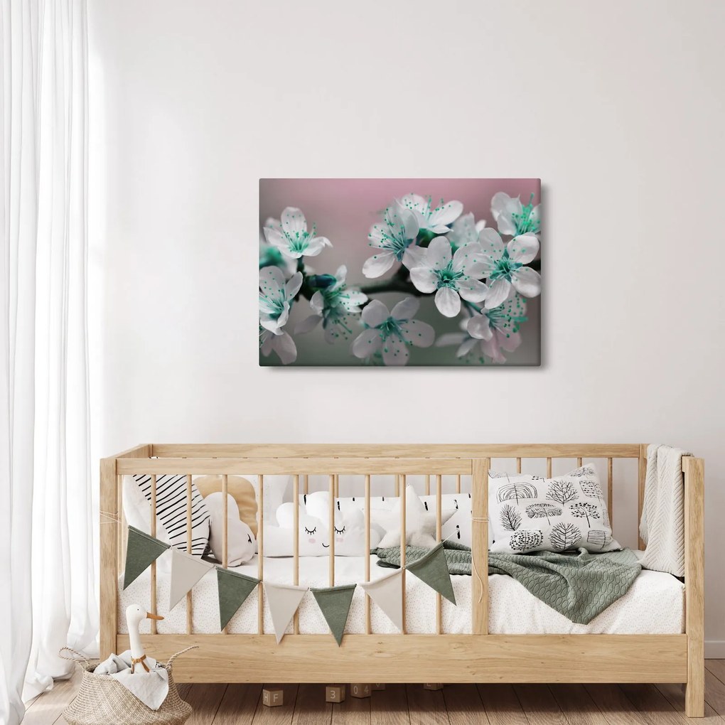 Tablou cu floare - turcoaz (90x60 cm)