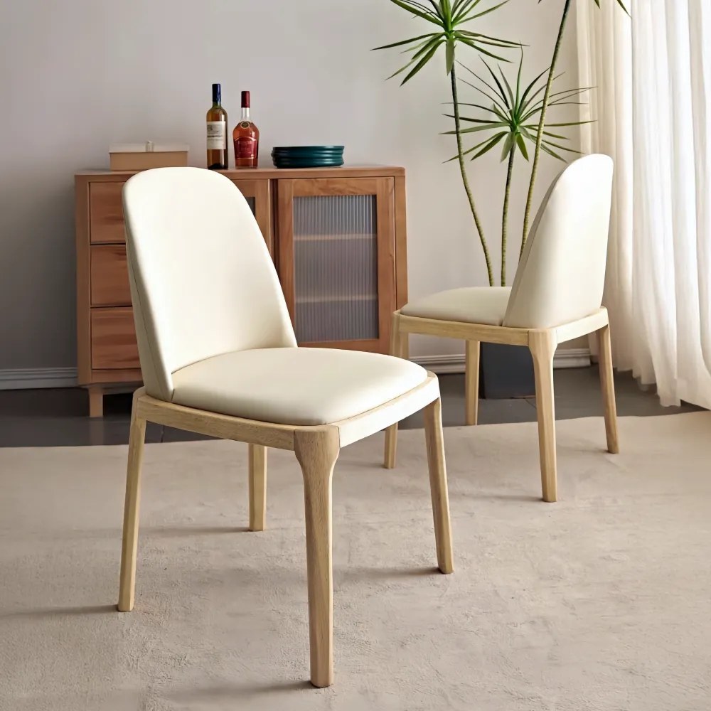 Scaun de sufragerie, natural/bej, piele ecologică, ZENTRA