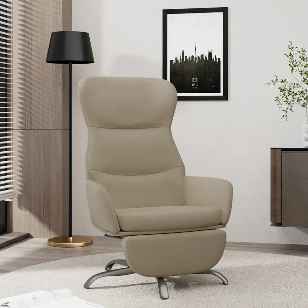 3097480 vidaXL Scaun de relaxare cu suport picioare, gri deschis, microfibră