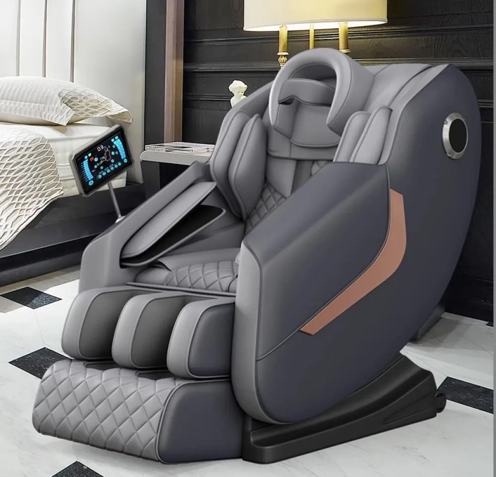 Fotoliu de Masaj GAIUS ULTRA PREMIUM – Tehnologie, Relaxare și Eleganță - AI Voice, Incalzire, Zero Gravity, difuzoare Bluetooth, Gri