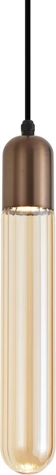 Lampă suspendată Art Deco Bronz închis cu sticlă striată IP44 - Walcott