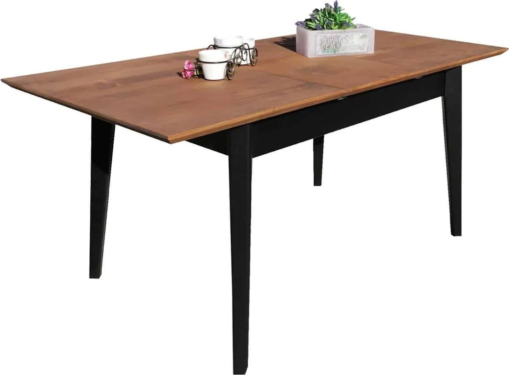 Masă lemn masiv Dining Extensibilă Timeless 120/ Negru, 160 × 80 × 76 cm
