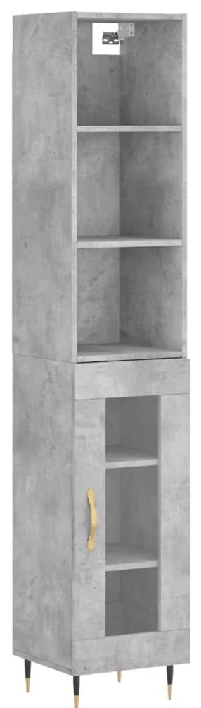 3189873 vidaXL Dulap înalt, gri beton, 34,5x34x180 cm, lemn prelucrat