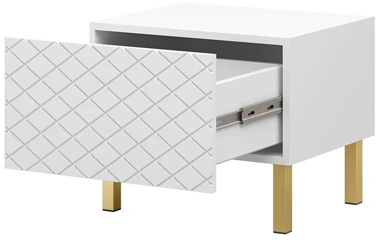 Set de noptiere Scalia II 50 1S 2 buc. - alb mat / picoare aurii