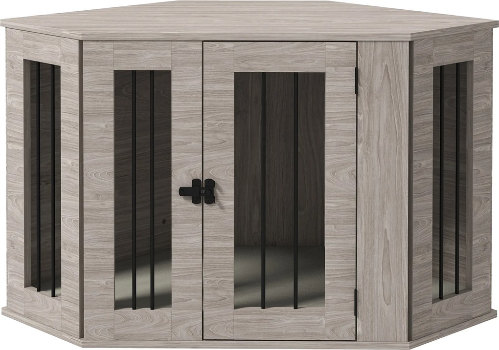 PawHut Cușcă pentru câine, cușcă, design colțar, incl. încuietoare, 1 pernă de odihnă, 104 x 55 x 63 cm, Maro | Aosom Romania