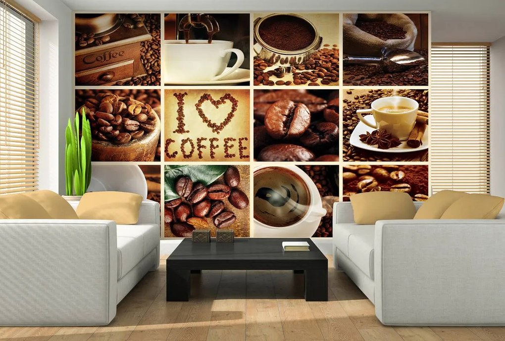 Fototapet - I love coffee - colaj (254x184 cm), în 8 de alte dimensiuni noi