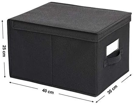 Set 3 cutii depozitare pliabile, Songmics, Negru, 40x30x25 cm