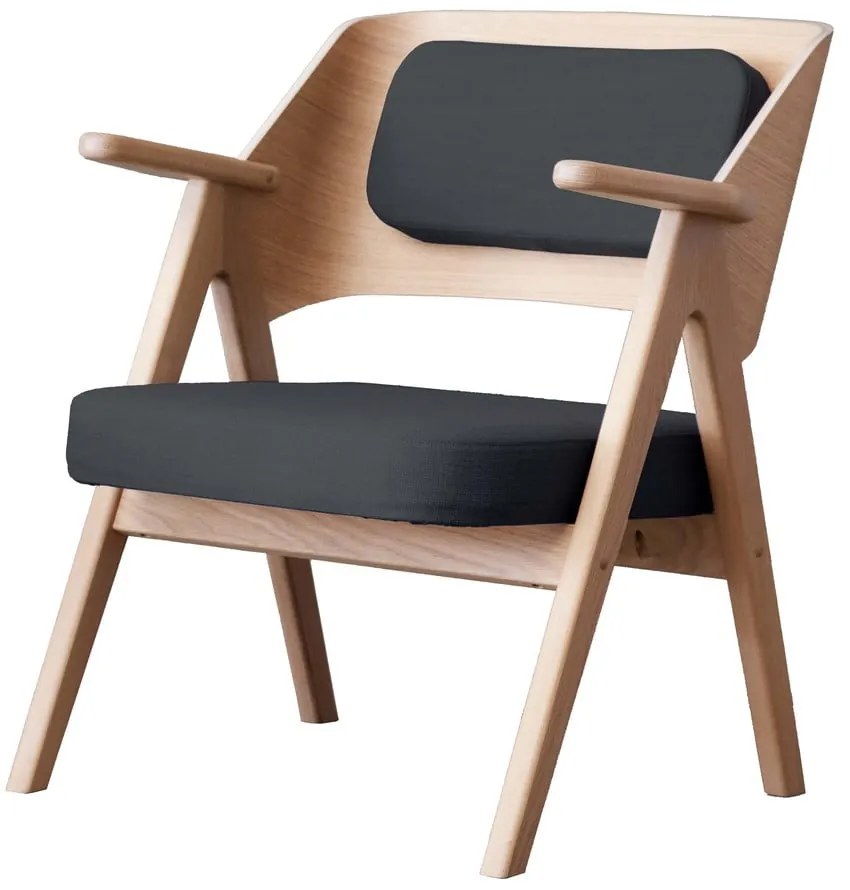 Fotoliu din lemn de stejar Findahl Hammel Me Tube, gri închis