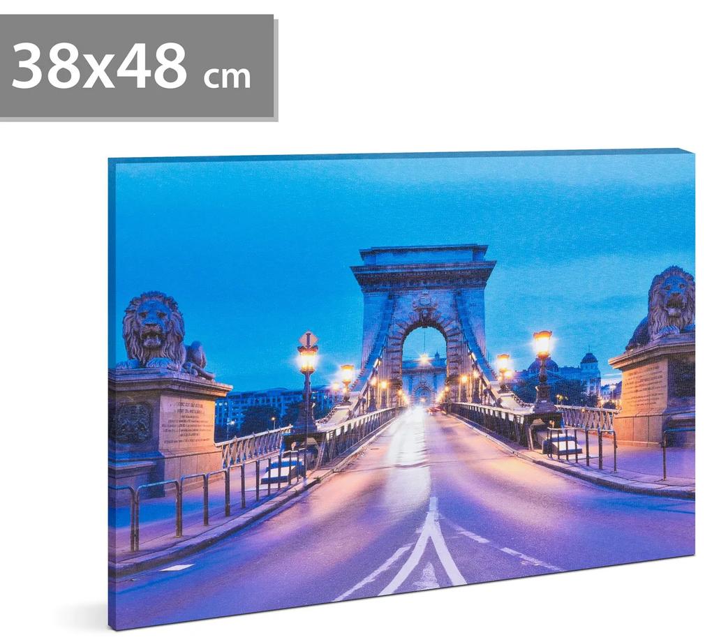 Tablou decorativ cu LED -   Podul cu lanturi   - 2 x AA, 38 x 48 cm