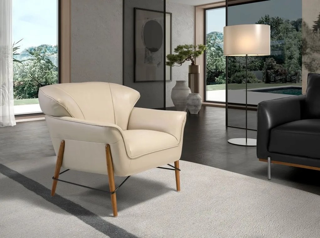 Fotoliu design LUX cu tapiterie din piele Sand