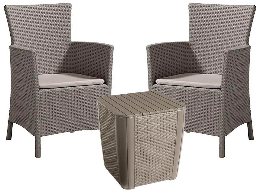 Set de mobilier de grădină pentru balcon Iowa II cu masă în culoarea cappuccino