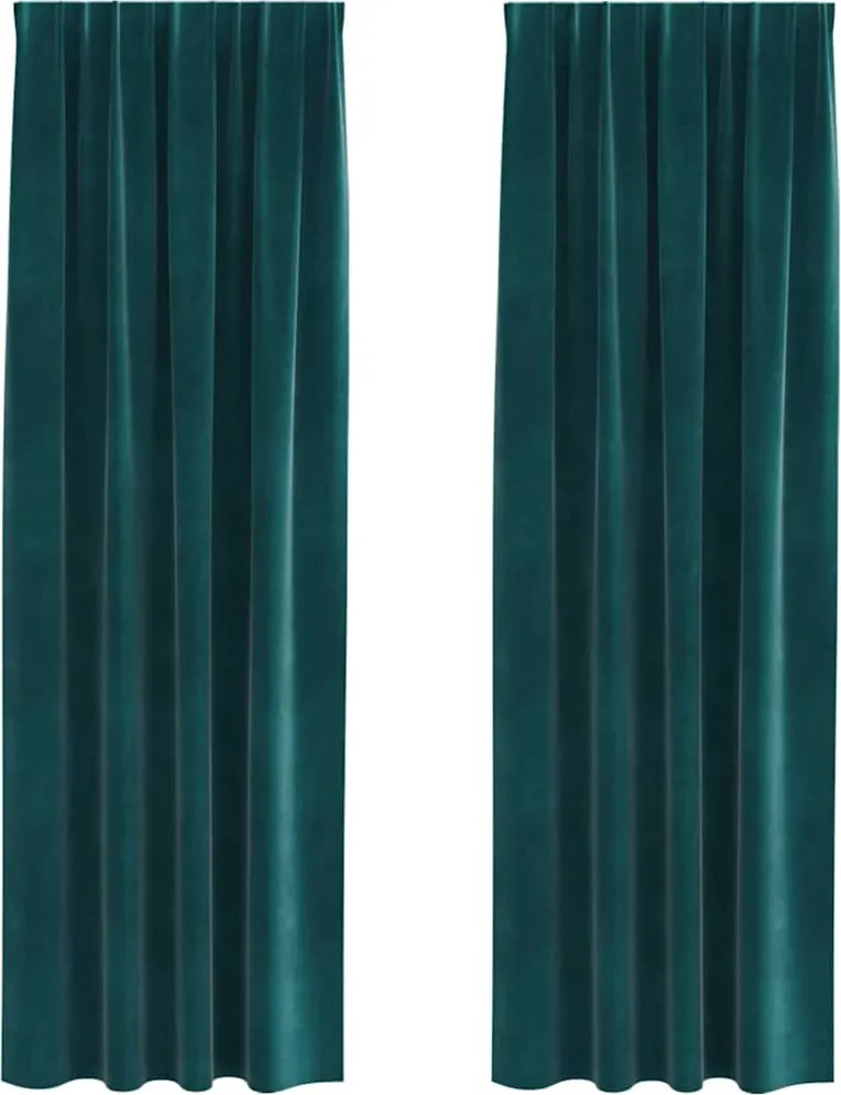 vidaXL Perdele opace 2 pcs Verde închis 140 x 245 cm Catifea