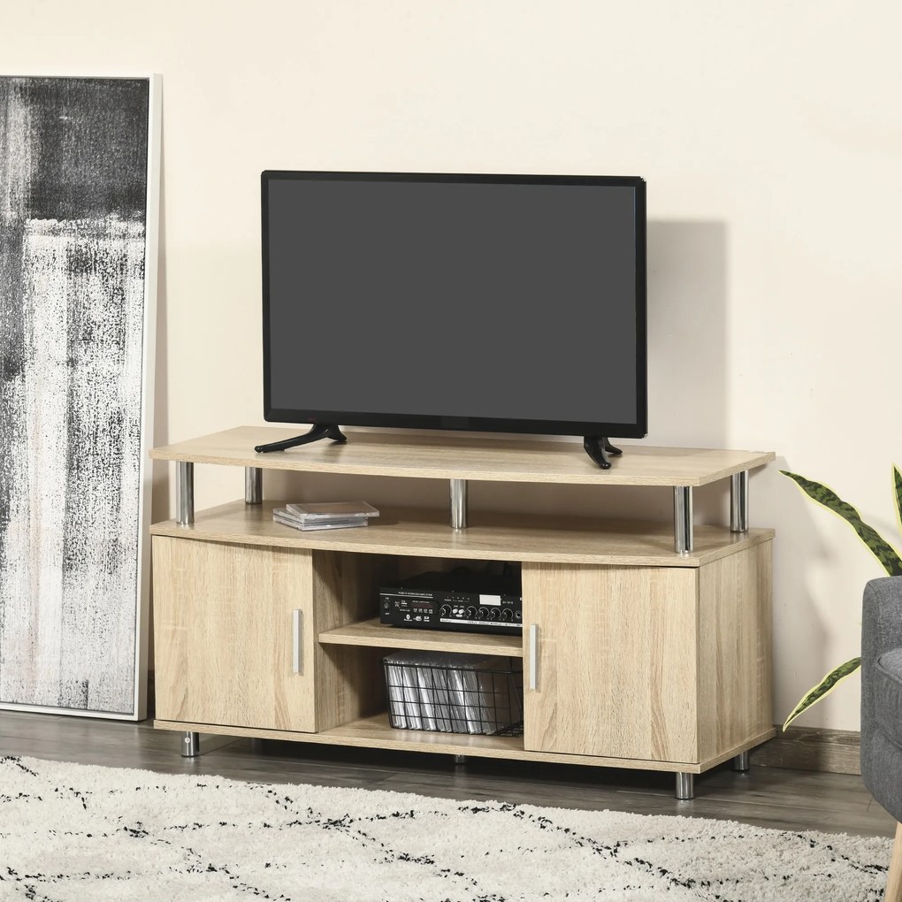 Mobilier TV Modern cu 2 Rafturi si 2 Dulapioare in PAL 105x40x55cm HOMCOM | Aosom Romania