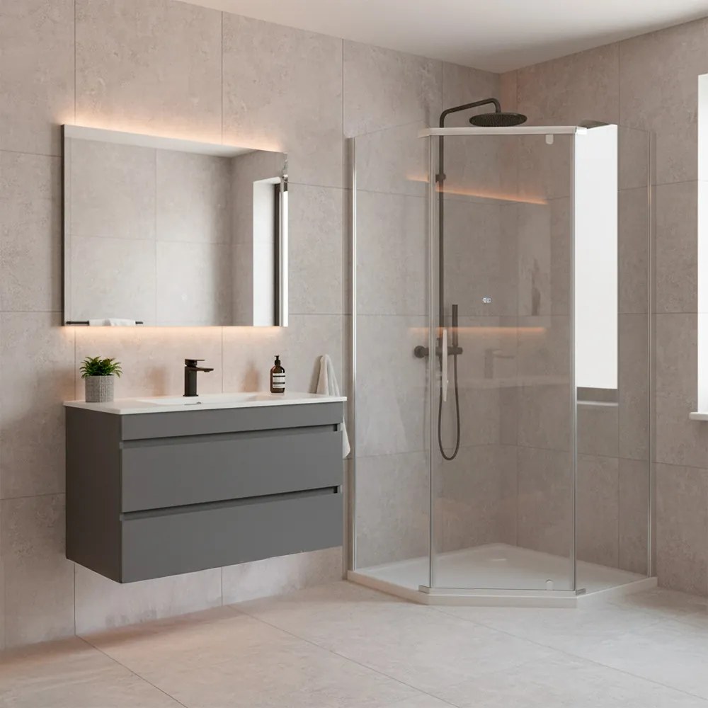 Celtic 90x90 cm cabină de duș pentagonală cu tavă de duș