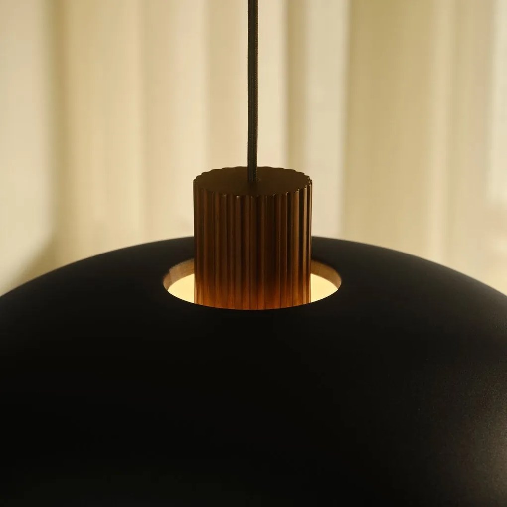 Lustra, Pendul Design Nordic Minimalist, Lemn, Metal, Aurelio negru