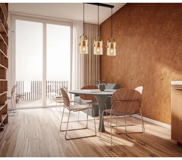 ITALUX PND-32453-3-GD+AMB - Lustră pe cablu NANESMA 3xE27/40W/230V cupru