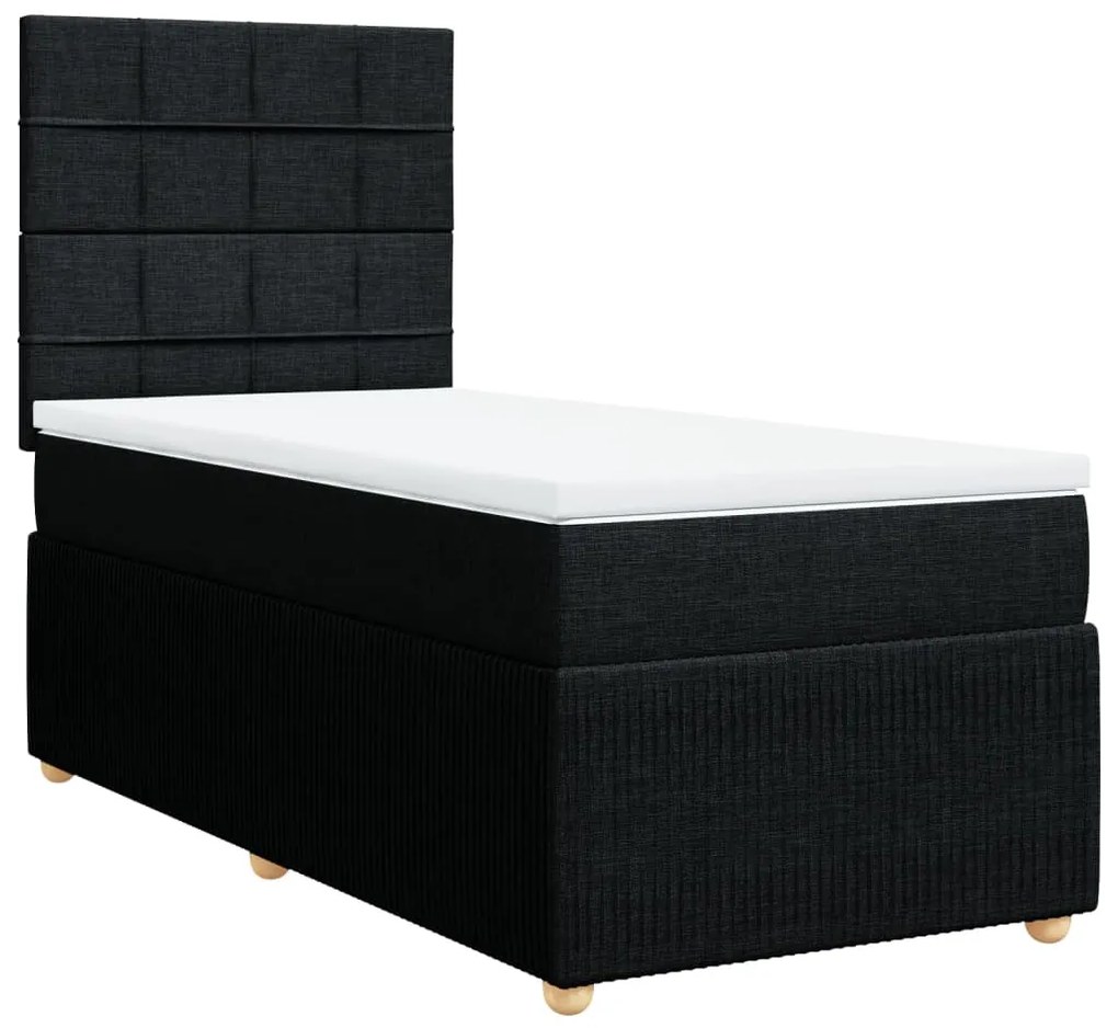 3291885 vidaXL Pat box spring cu saltea, negru, 80x200 cm, textil