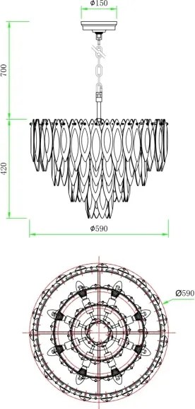 Globo 64136H - Candelabru suspendat pe cablu ELINORA 12xE14/40W/230V