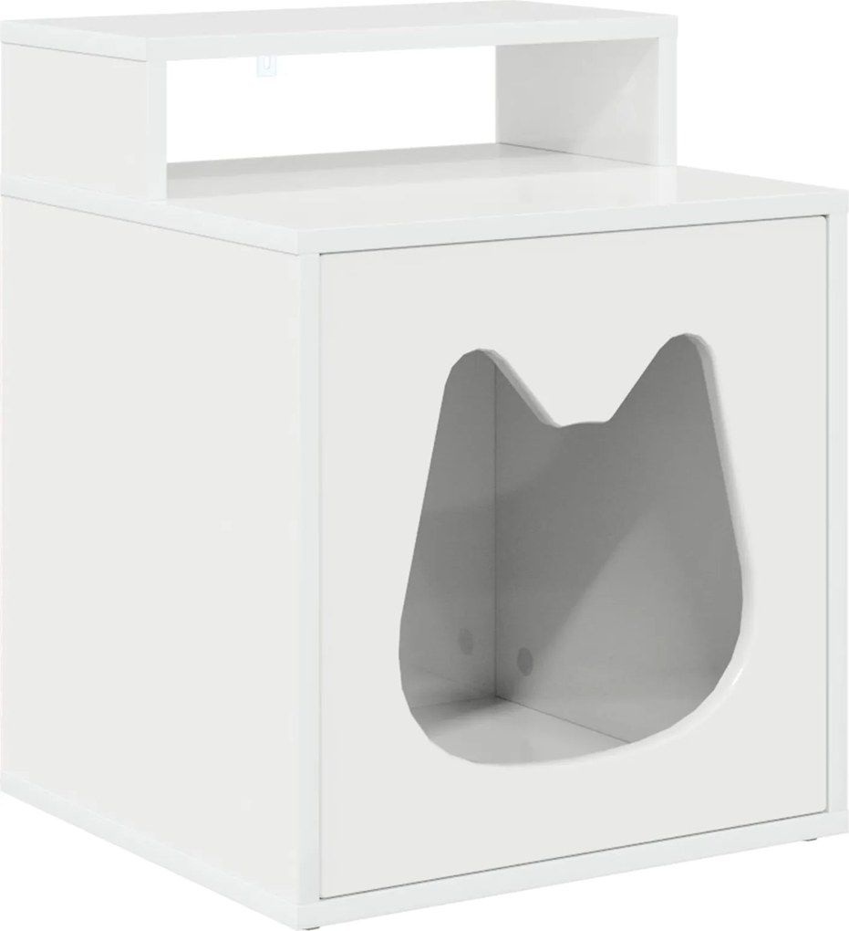 vidaXL Casa pentru pisici Alb Lucios 42,5 x 40 x 53,5 cm Lemn compozit