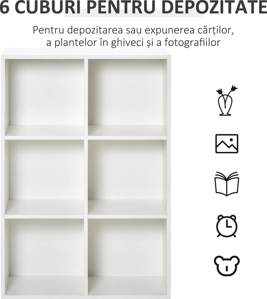 HOMCOM Mobile Libreria a 6 Cubi Moderno a Parete in Legno Bianco | Aosom Romania