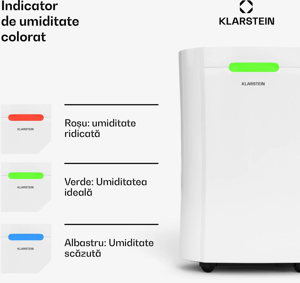 Klarstein AeroDry Smart 12 dezumidificator, 12 l/zi, 30 m², senzor de umiditate, app control, 135 m³/h
