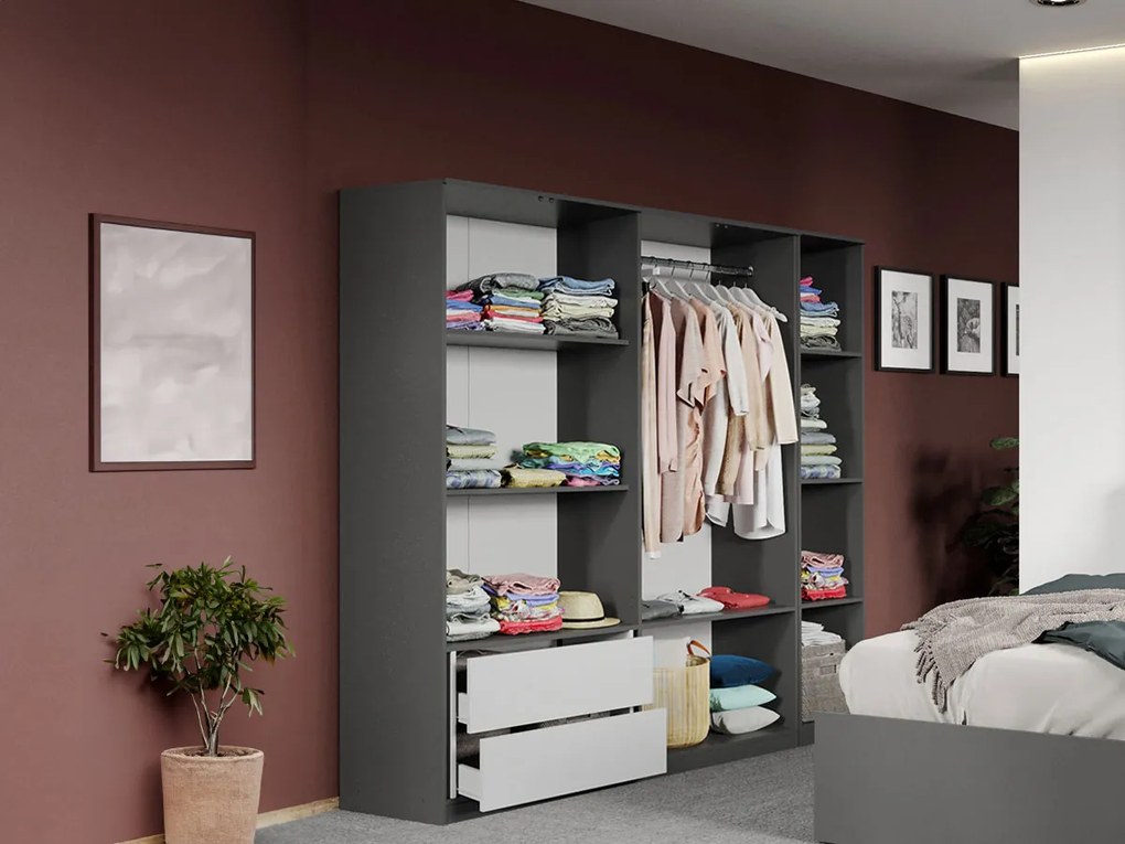 Set mobila dormitor complet Alb/Gri antracit Oasis C14
