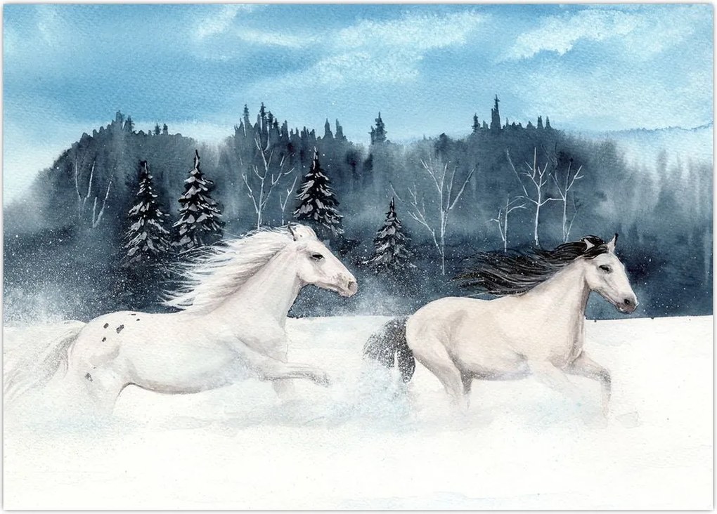 Tablou cu caii pictați (70x50 cm)