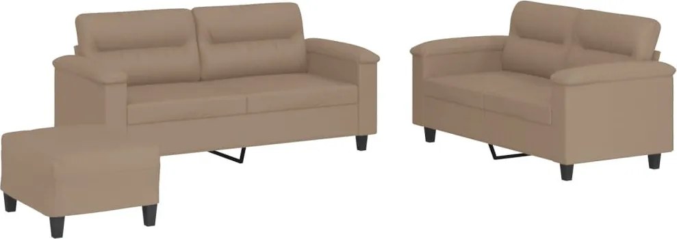 vidaXL Set de canapele cu perne, 3 piese, cappuccino, piele ecologică